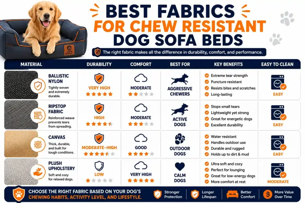 comparison of chew resistant dog sofa bed fabrics and materials