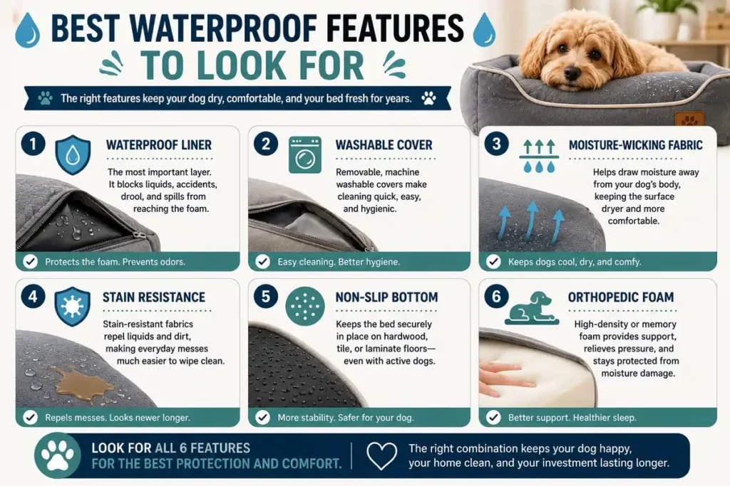 essential waterproof dog sofa bed features including liner washable cover and orthopedic foam