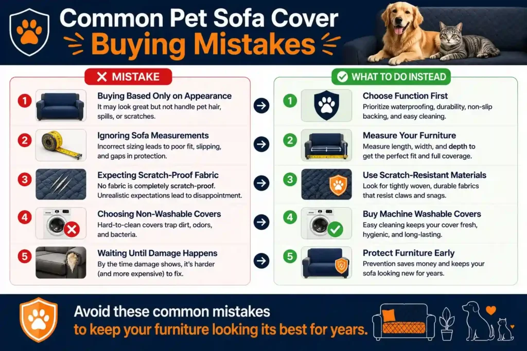 Common mistakes people make when buying pet sofa covers and the best practices to avoid them.