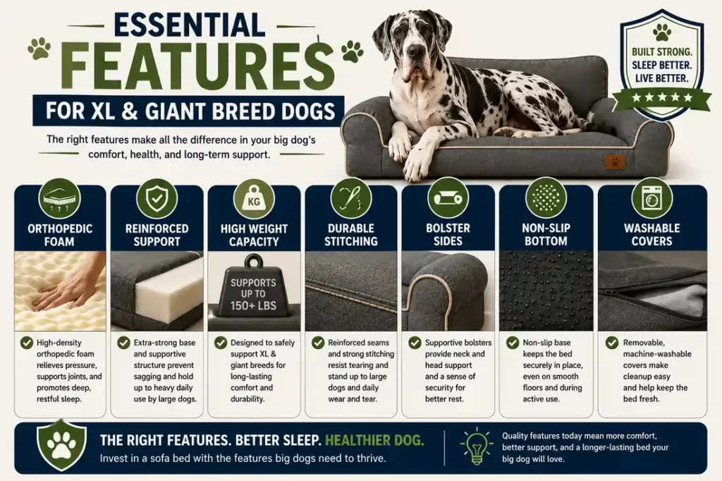 essential features to look for in a large dog sofa bed
