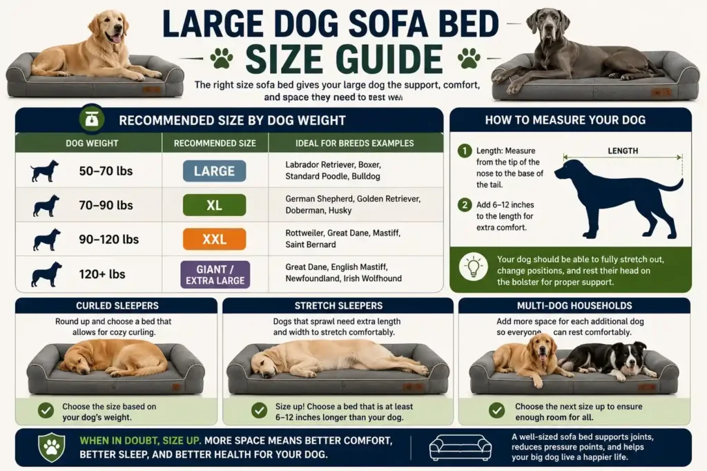 large dog sofa bed size guide for XL and giant breed dogs