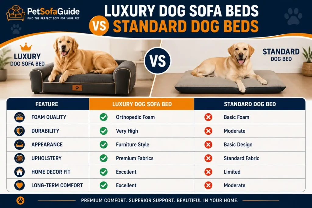 luxury dog sofa bed versus standard dog bed comparison