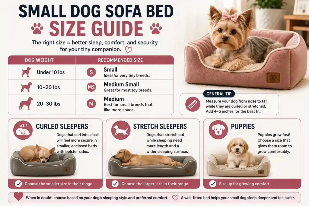 small dog sofa bed size guide for toy breeds and tiny dogs