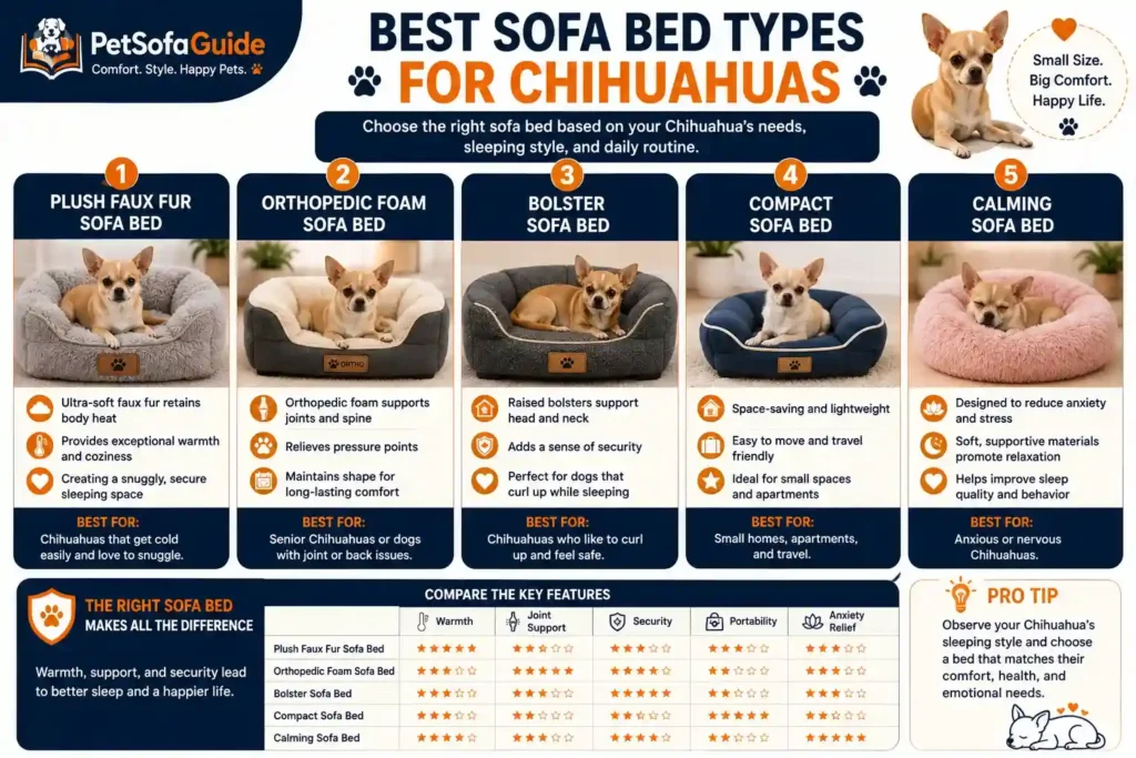 Comparison of the best sofa bed types for Chihuahuas