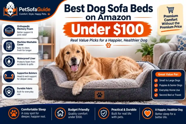 Best dog sofa beds on Amazon under $100 with orthopedic foam and washable covers.