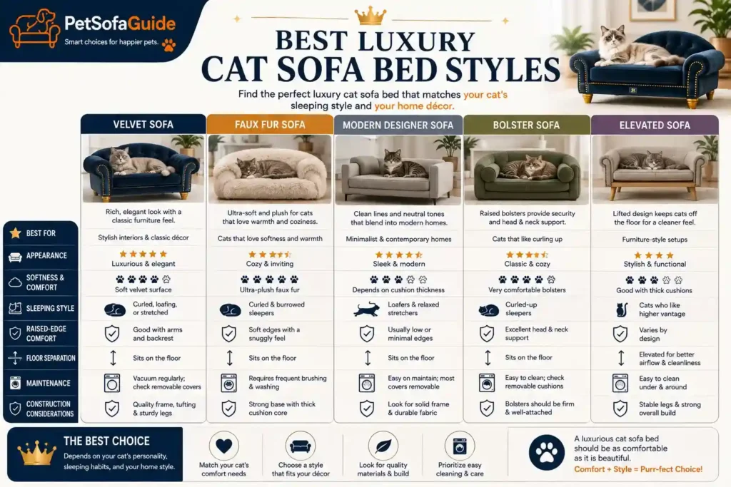 Comparison of the best luxury cat sofa bed styles.