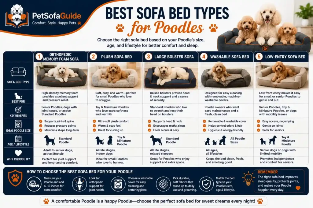Comparison of the best sofa bed types for Poodles
