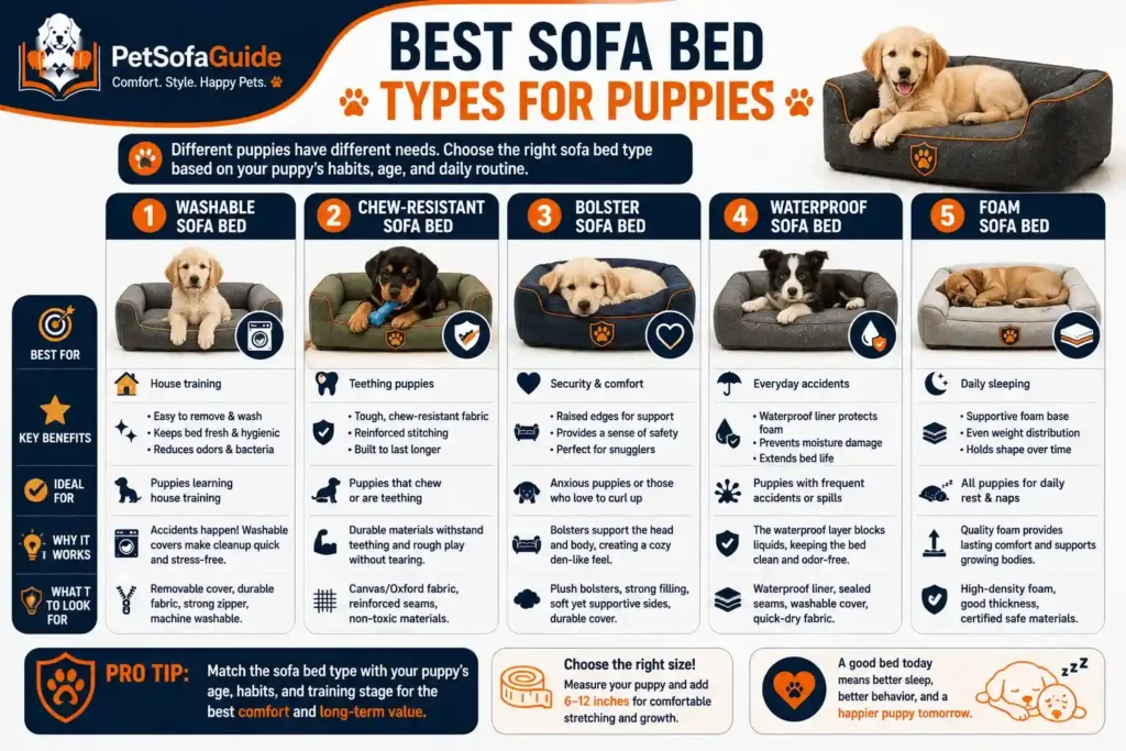 Comparison of the best sofa bed types for puppies