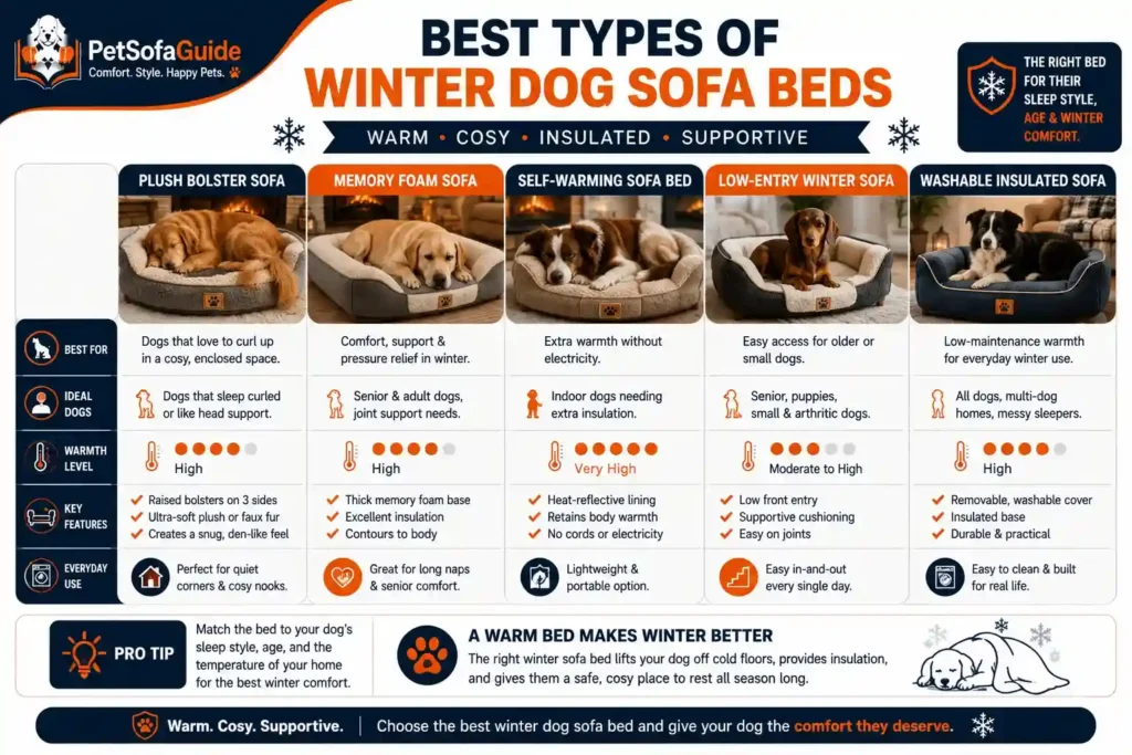 Comparison of the best winter dog sofa bed types.