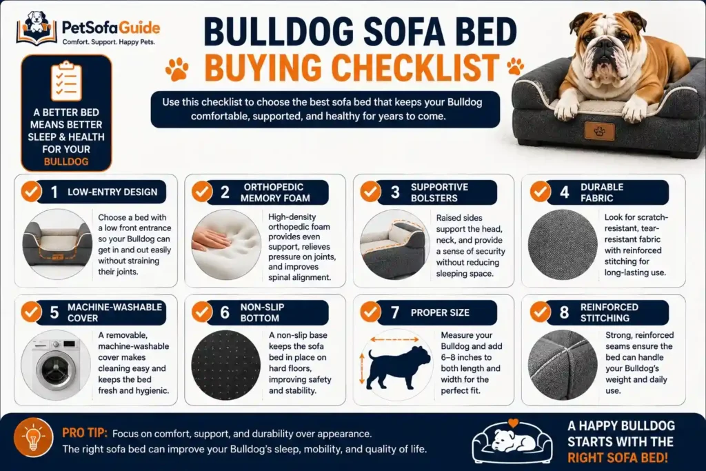 Checklist for choosing the best sofa bed for Bulldogs.