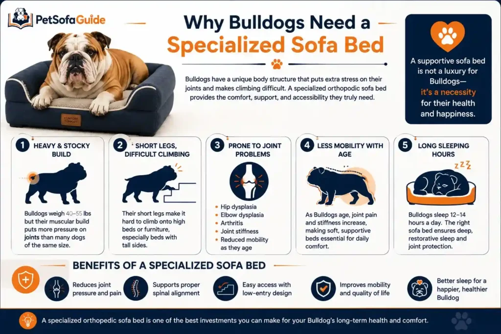 Why Bulldogs benefit from specialized orthopedic sofa beds.