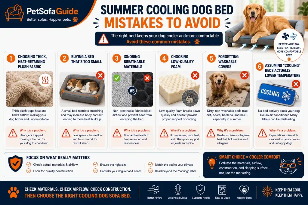 Common mistakes to avoid when choosing a cooling dog sofa bed for summer.