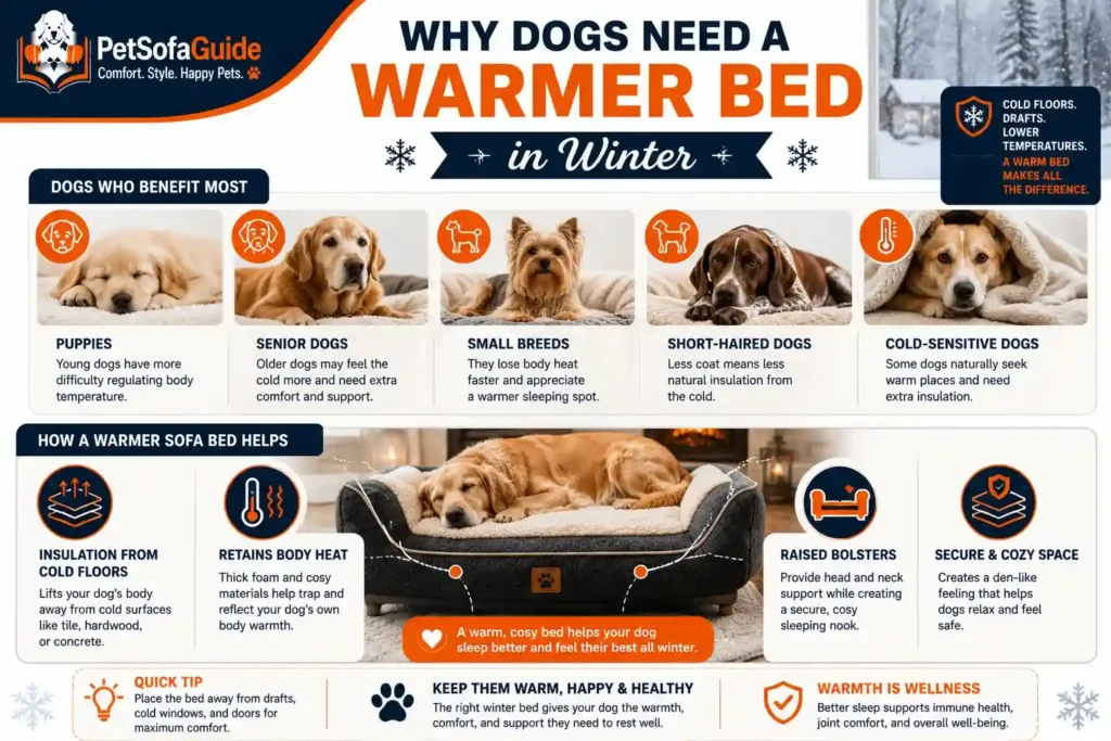 Why dogs benefit from warmer and insulated sofa beds during winter.