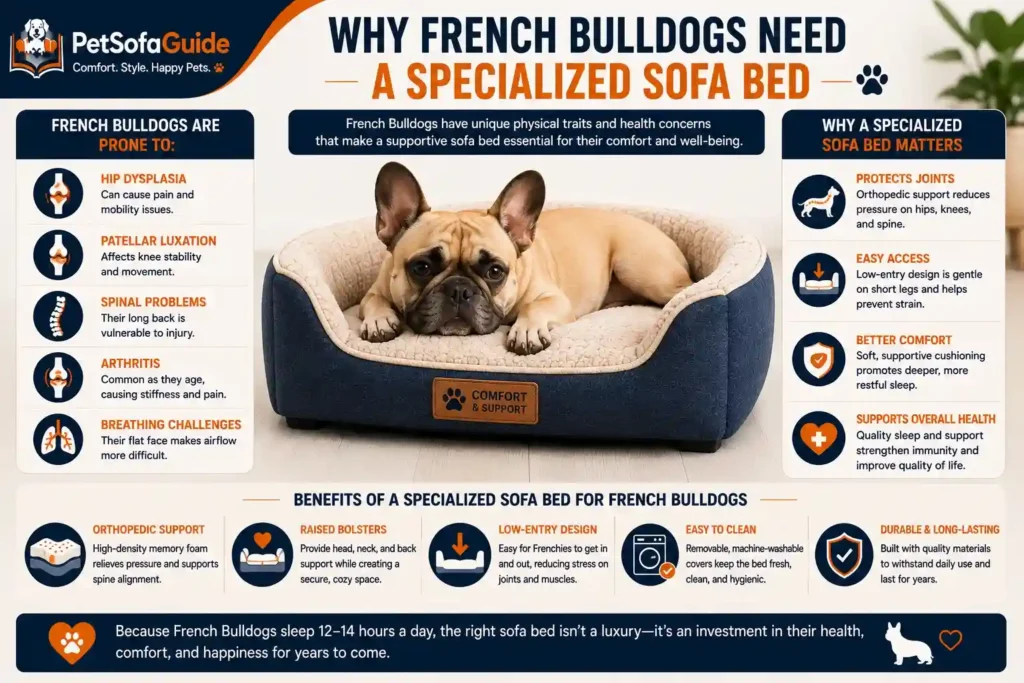 Why French Bulldogs benefit from specialized orthopedic sofa beds