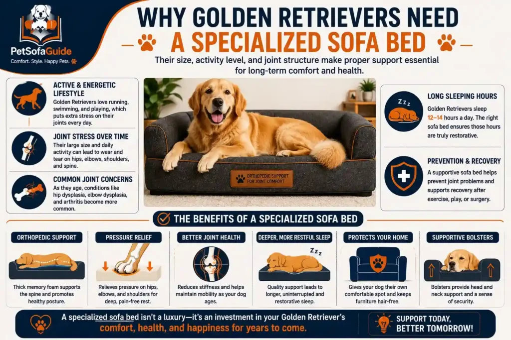 Why Golden Retrievers benefit from specialized orthopedic sofa beds