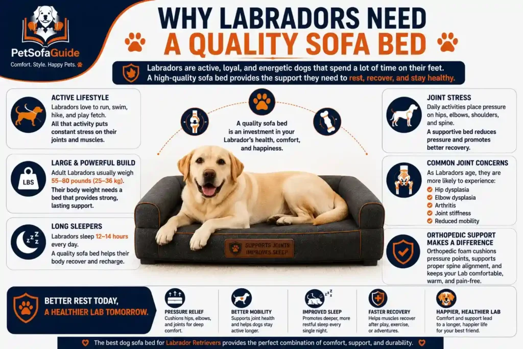 Comparison of the best sofa bed types for Labrador Retrievers.